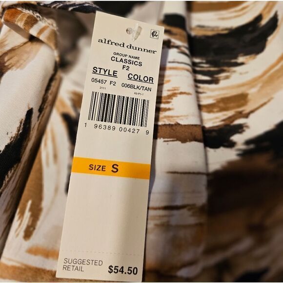 Alfred Dunner top Women's small mid Sleeve black/tan/white NWT - Picture 4 of 5